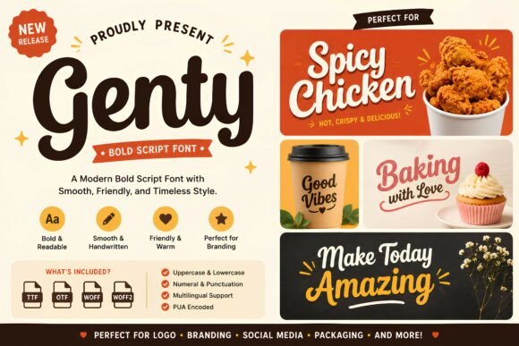Genty: The Bold Script Font for Impactful Design
